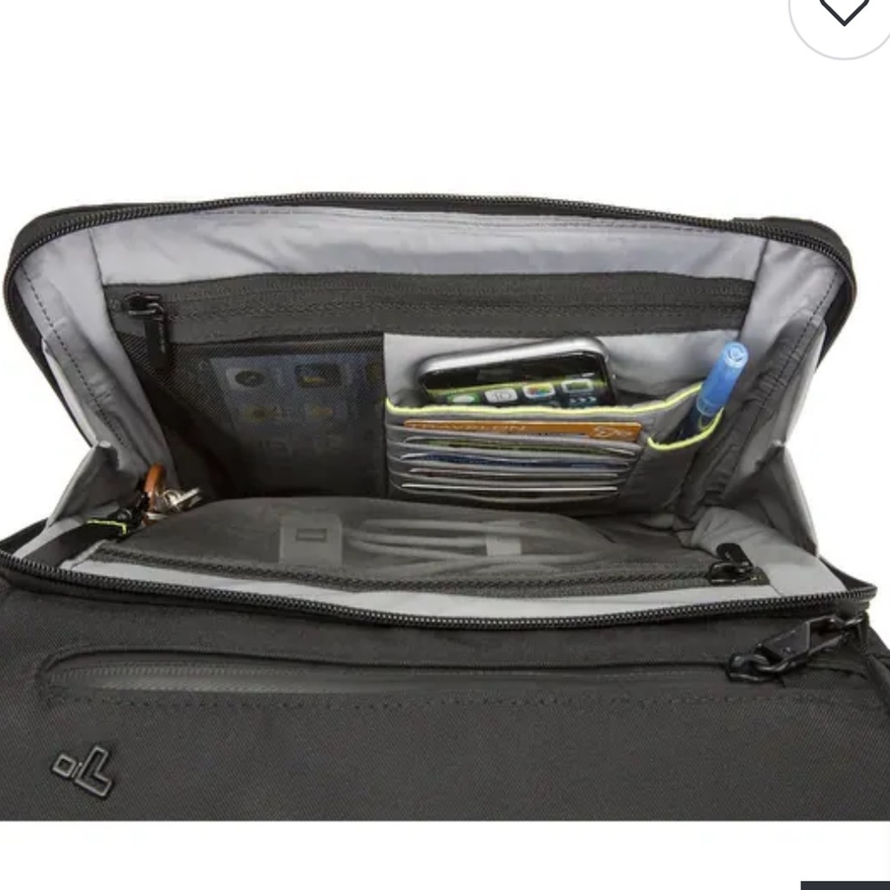 Travelon Charcoal Unisex Tote Messenger Bag - Picture 9 of 13